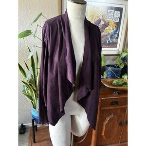 Kut From The Kloth Women Medium Tayanita Faux Suede Drape Front Jacket Burgundy